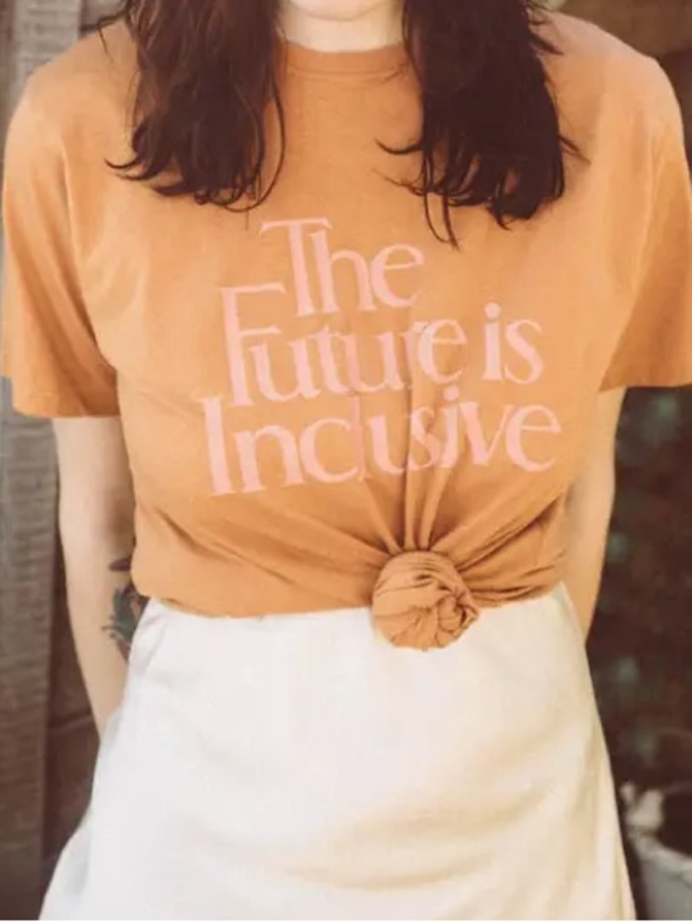 The Bee & The Fox Graphic Tee - The Future Is Inclusive in Burnt Orange